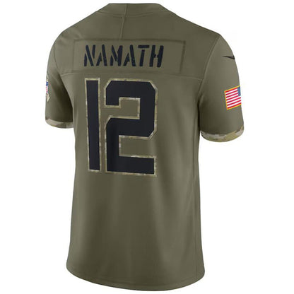 #12 Joe Namath Player NY.Jets Olive Salute To Service Game Football Jerseys