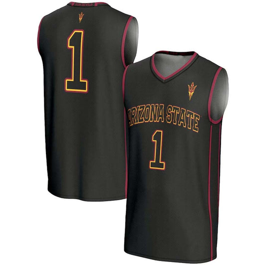 A.State Sun Devils #1 Player Lightweight Basketball Jersey - Black Stitched American College Jerseys