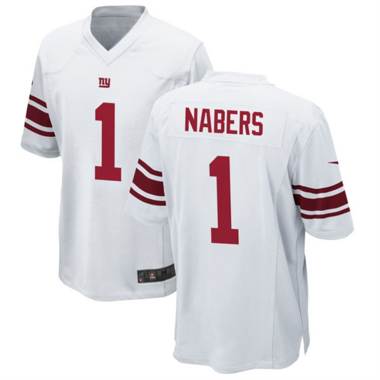 #1 Malik Nabers Player NY.Giants White Game Football Jerseys