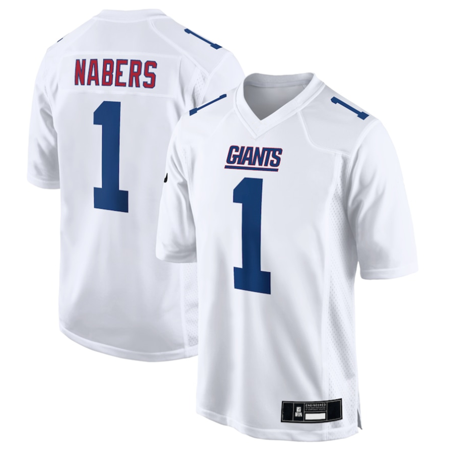 #1 Malik Nabers Player NY.Giants Tundra White Fashion Football Jerseys