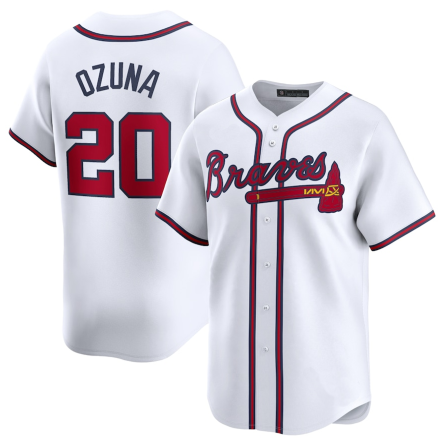 #20 Marcell Ozuna Player A.Braves White Home Limited Baseball Jerseys