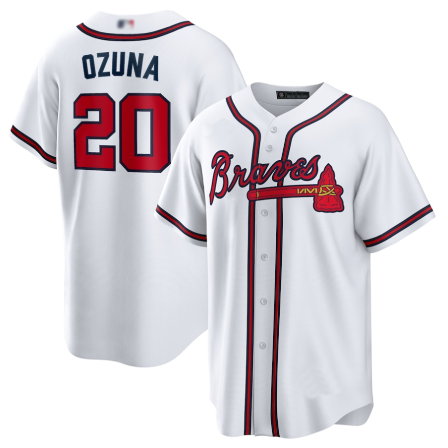 #20 Marcell Ozuna Player A.Braves White Home Replica Baseball Jerseys