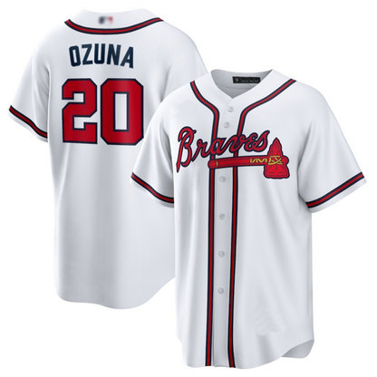#20 Marcell Ozuna Player A.Braves White Home Replica Baseball Jerseys