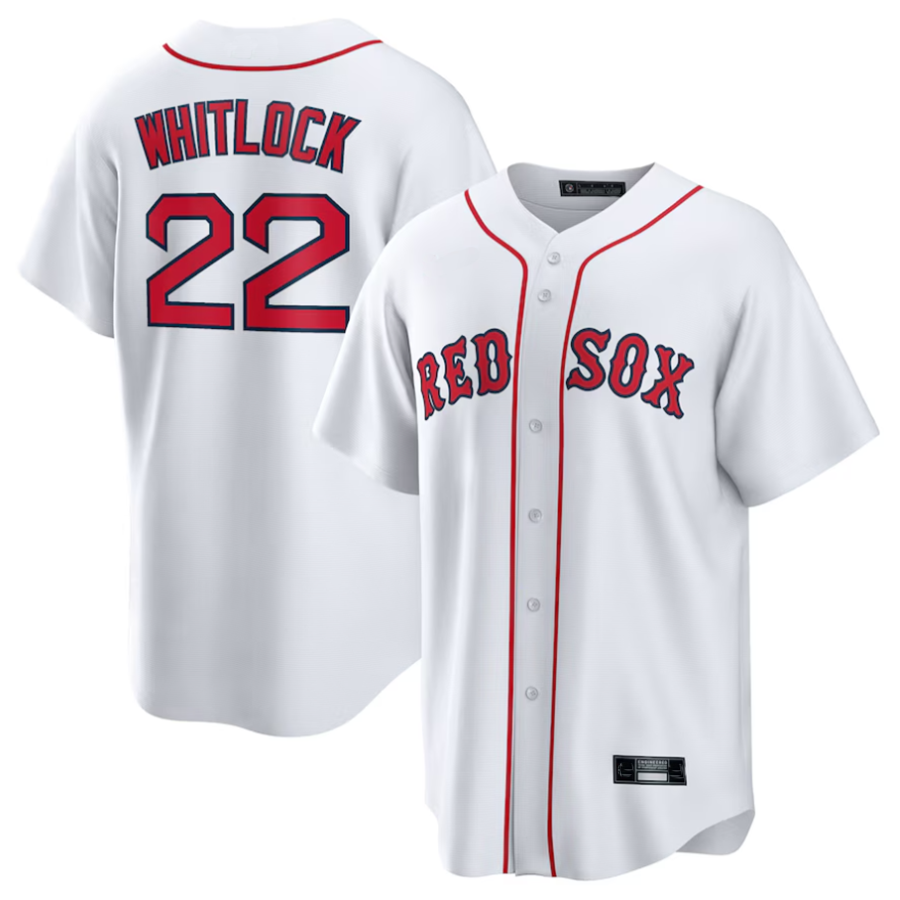 #22 Garrett Whitlock Player B.Red Sox White Home Replica Baseball Jerseys