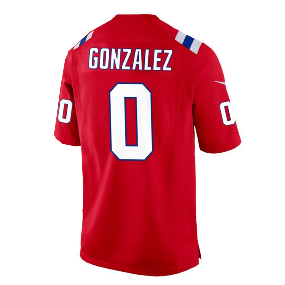 NE.Patriots #0 Christian Gonzalez Player Red Home Game Football Jerseys