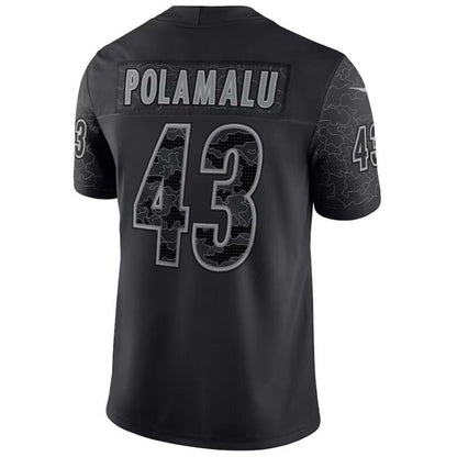 #43 Troy Polamalu Player P.Steelers Black RFLCTV Limited Football Jerseys