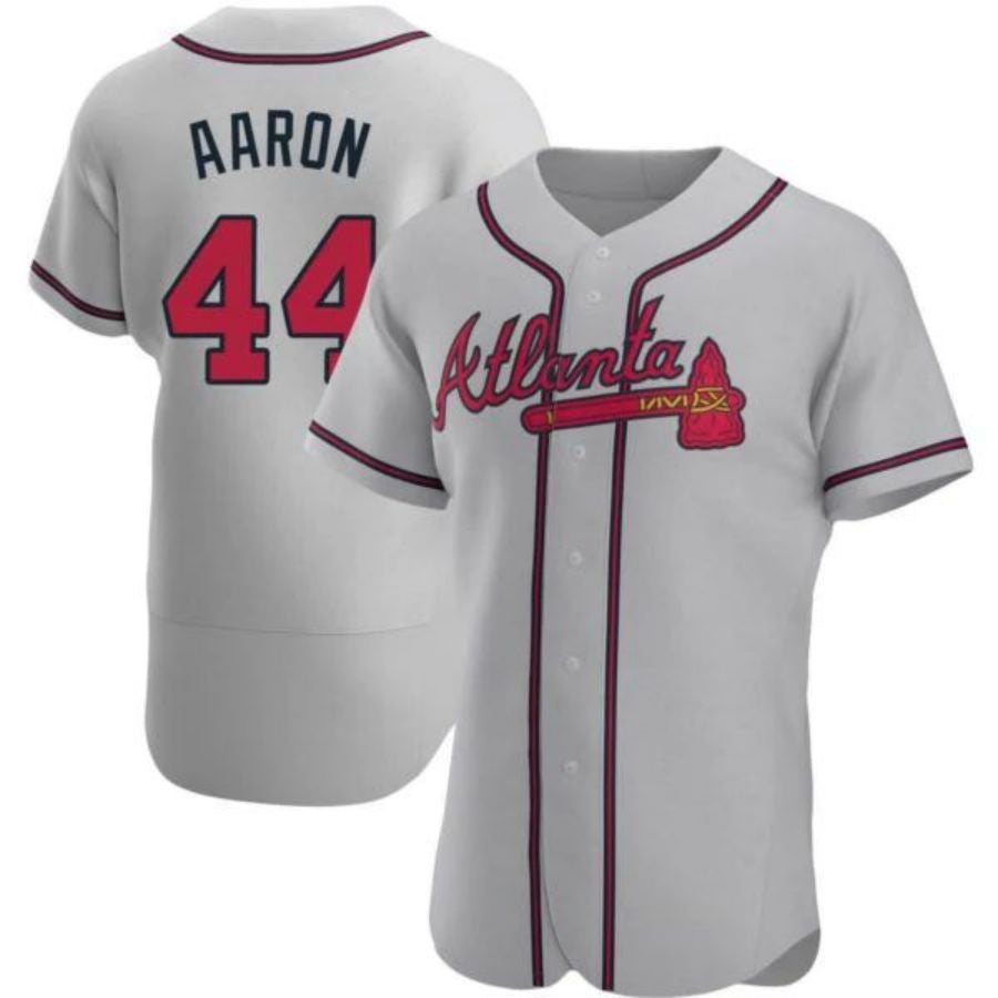 #44 Hank Aaron Player A.Braves Gray Elite Stitches Baseball Jerseys
