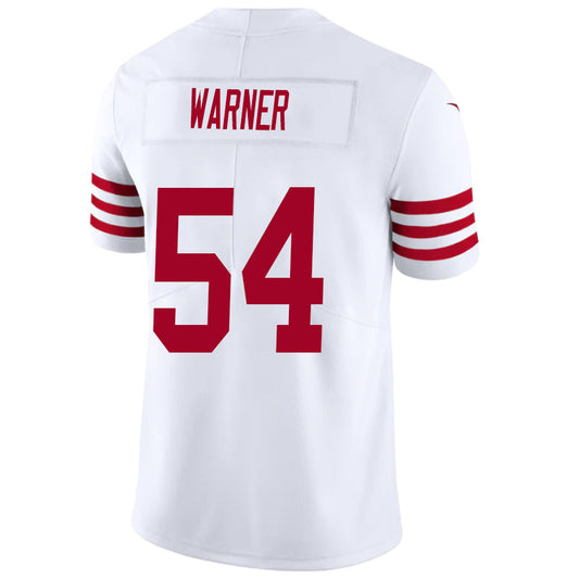 #54 Fred Warner Player SF.49ers White Scarlet Vapor F.U.S.E. Limited Football Jerseys