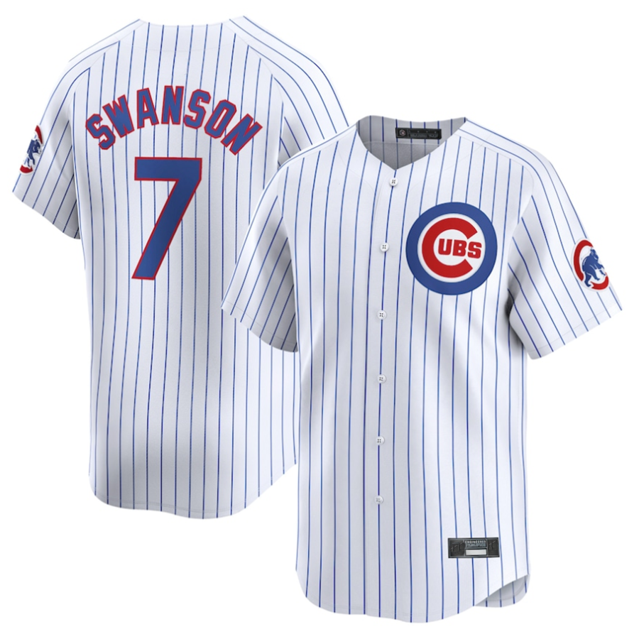 #7 Dansby Swanson Player C.Cubs White Home Limited Game Baseball Jerseys