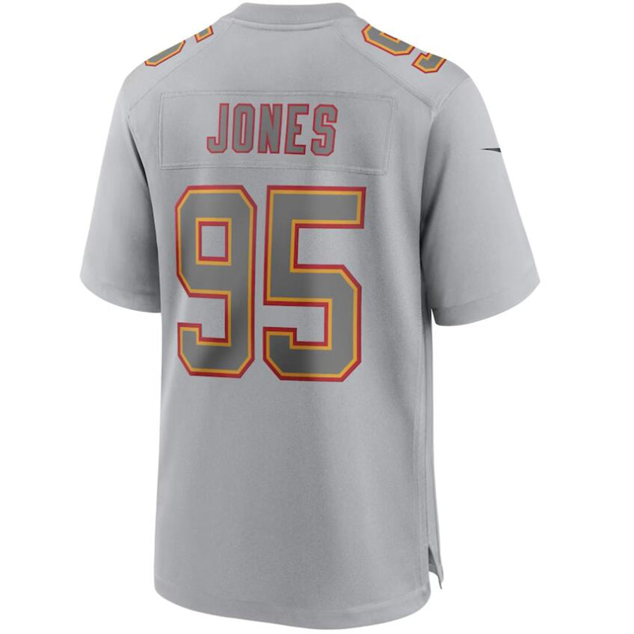 KC.Chiefs #95 Chris Jones Player Gray Fashion Game Football Jerseys