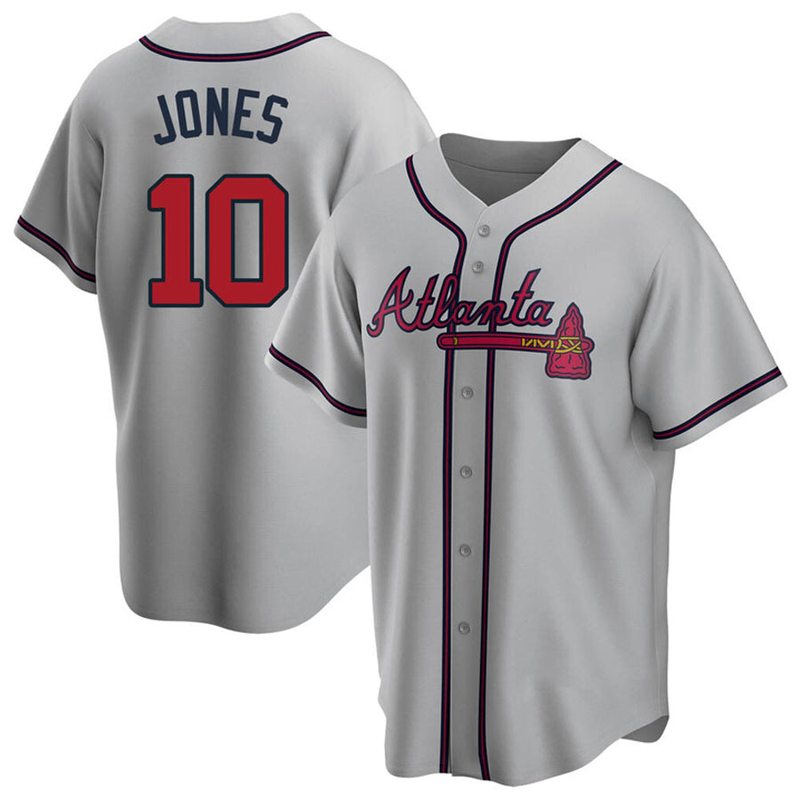 A.Braves #10 Chipper Jones Player Gray Replica Game Baseball Jerseys