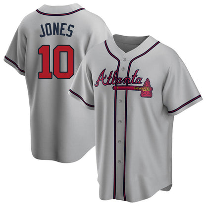 A.Braves #10 Chipper Jones Player Gray Replica Game Baseball Jerseys