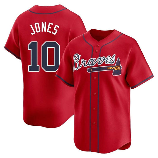A.Braves #10 Chipper Jones Player Red Limited Home Baseball Jerseys