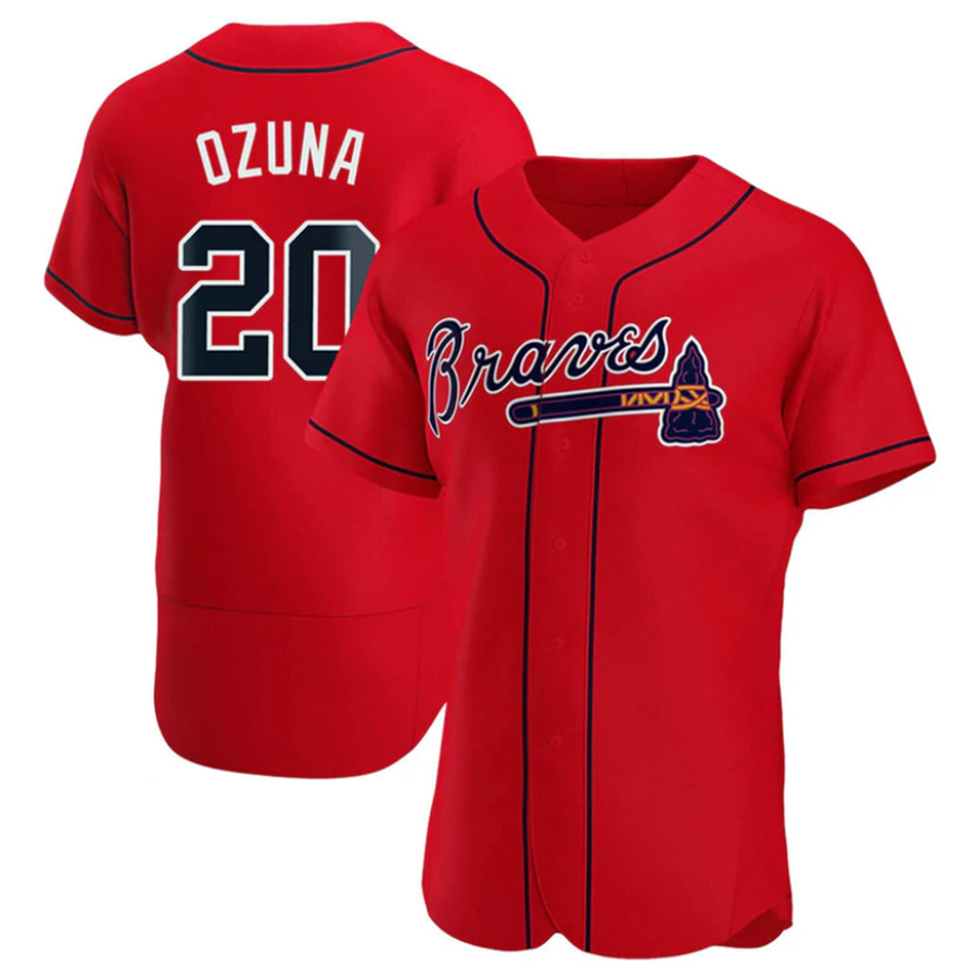 A.Braves #20 Marcell Ozuna Player Red Home Limited Elite Baseball Jerseys