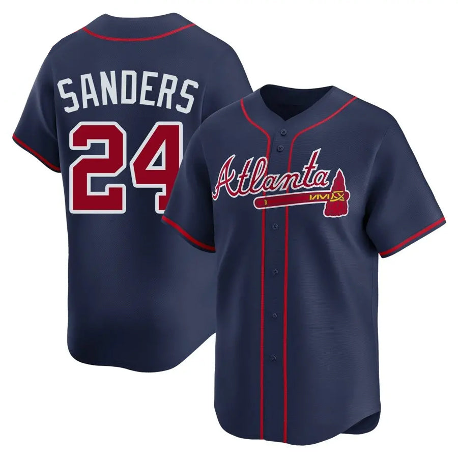 A.Braves #24 Deion Sanders Player Navy Limited Home Baseball Jerseys