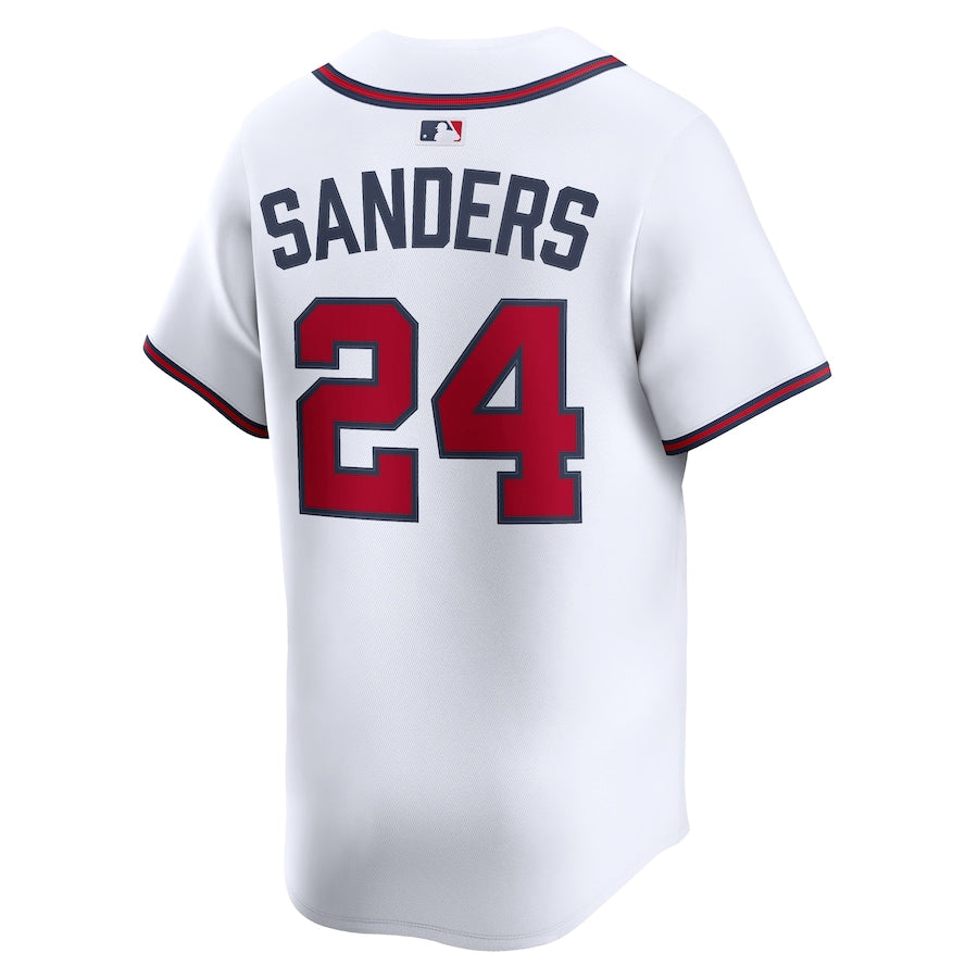 A.Braves #24 Deion Sanders Player White Limited Home Baseball Jerseys