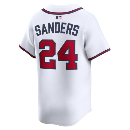 A.Braves #24 Deion Sanders Player White Limited Home Baseball Jerseys