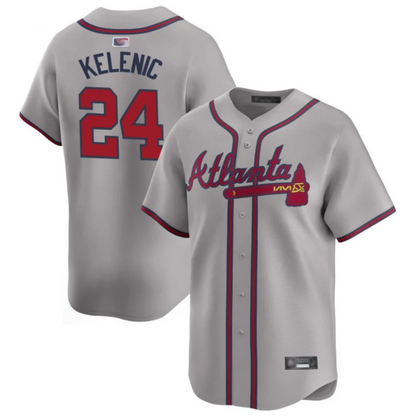 A.Braves #24 Jarred Kelenic Player Gray Home Replica Baseball Jerseys
