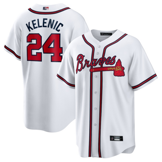 A.Braves #24 Jarred Kelenic Player White Home Replica Baseball Jerseys