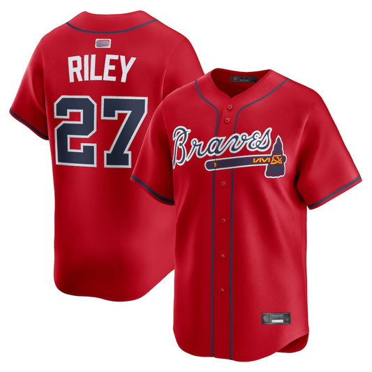 A.Braves #27 Austin Riley Player Red Limited Home Game Baseball Jerseys