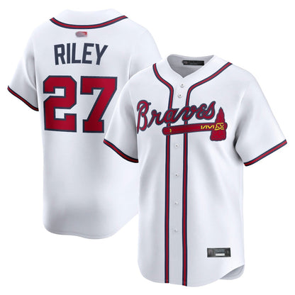 A.Braves #27 Austin Riley Player White Limited Home Game Baseball Jerseys