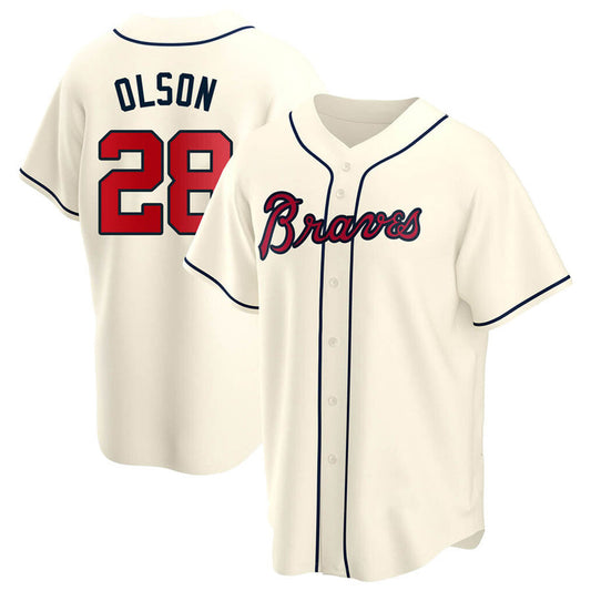 A.Braves #28 Matt Olson Player Cream Replica Game Baseball Jerseys