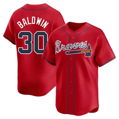 A.Braves #30 Drake Baldwin Player Red Limited Home Baseball Jerseys