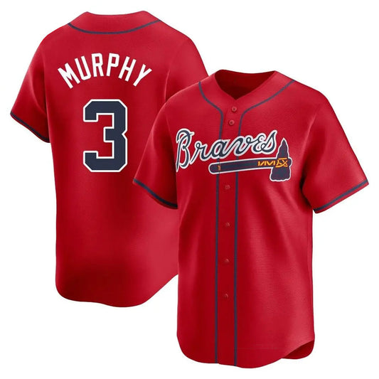 A.Braves #3 Dale Murphy Player Red Limited Home Baseball Jerseys