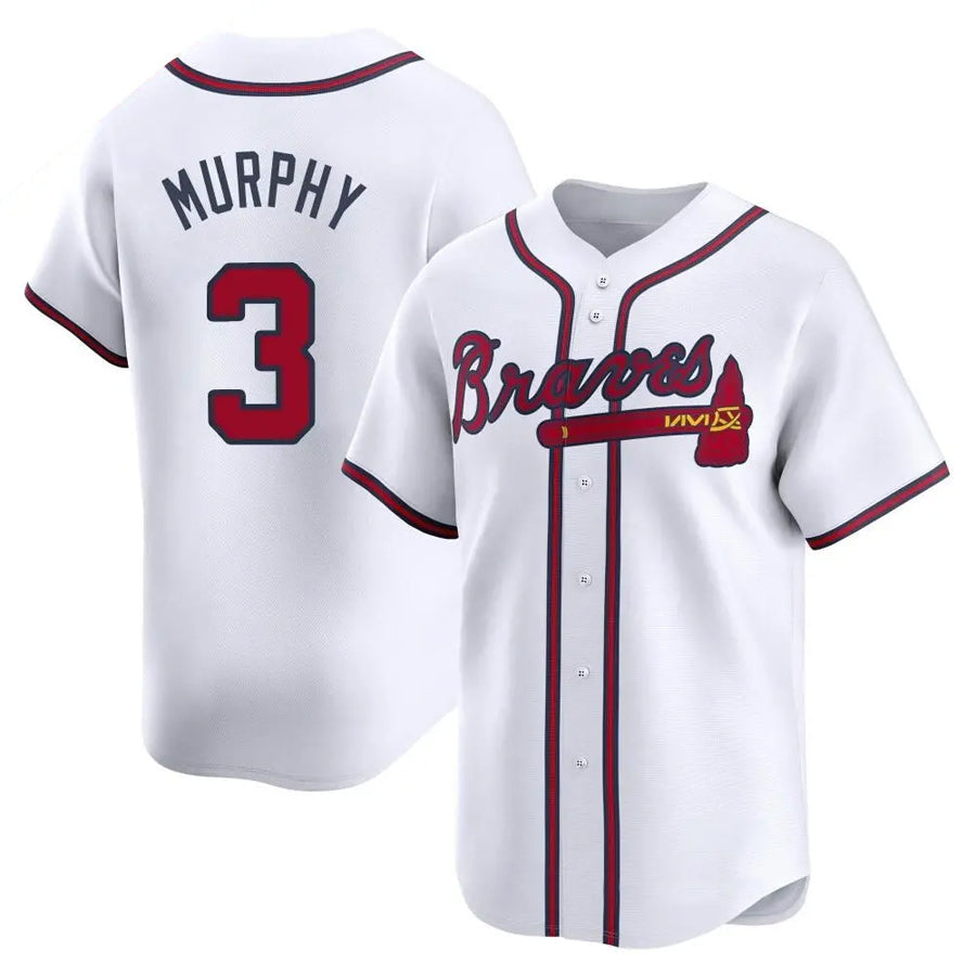 A.Braves #3 Dale Murphy Player White Limited Home Baseball Jerseys