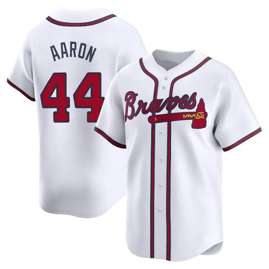 A.Braves #44 Hank Aaron Player White Home Game Baseball Jerseys
