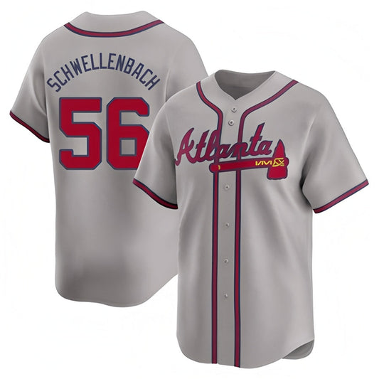 A.Braves #56 Spencer Schwellenbach Player Gray Limited Home Baseball Jerseys