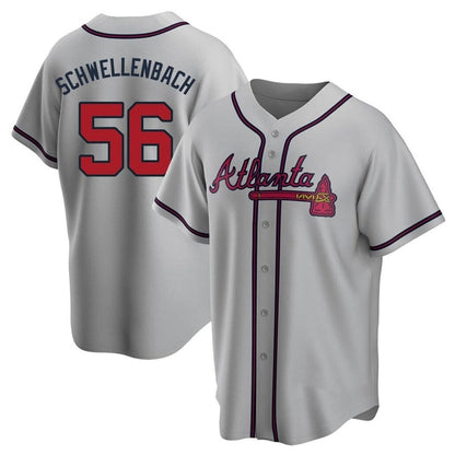 A.Braves #56 Spencer Schwellenbach Player Gray Replica Game Baseball Jerseys