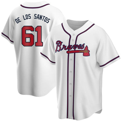 A.Braves #61 Enyel De Los Santos Player White Game Baseball Jerseys