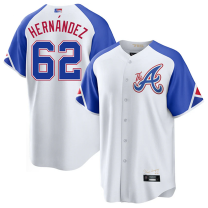 A.Braves #62 Daysbel Hernandez Player White-Blue City Connect Home Limited Baseball Jerseys