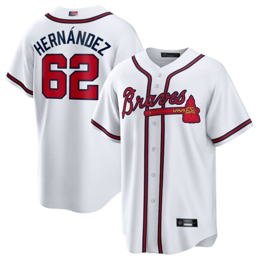 A.Braves #62 Daysbel Hernandez Player White Home Replica Baseball Jerseys