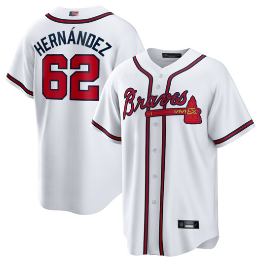A.Braves #62 Daysbel Hernandez Player White Home Replica Baseball Jerseys
