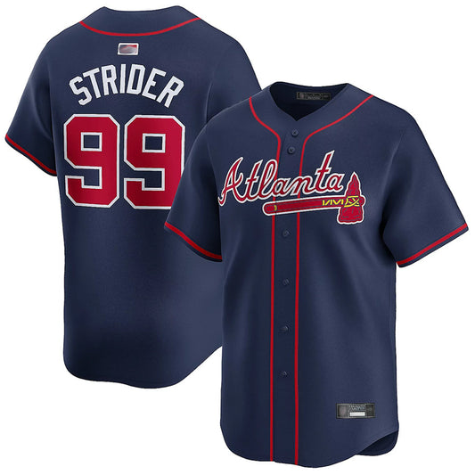 A.Braves #99 Spencer Strider Player Navy Limited Home Game Baseball Jerseys