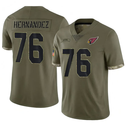 A.Cardinals #76 Will Hernandez Player Olive Salute To Service Football Jerseys