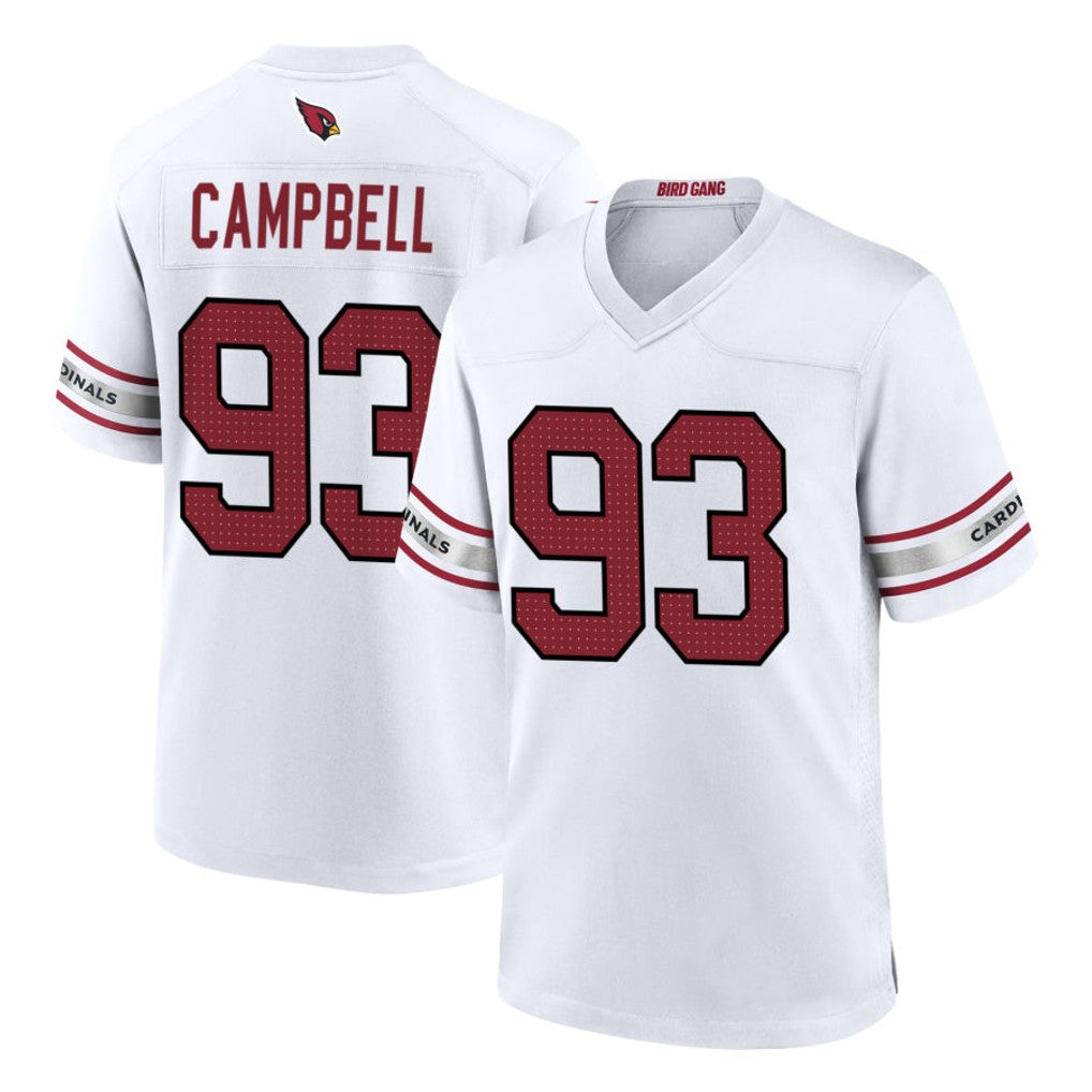 A.Cardinals #93 Calais Campbell Player White Home Game Football Jerseys