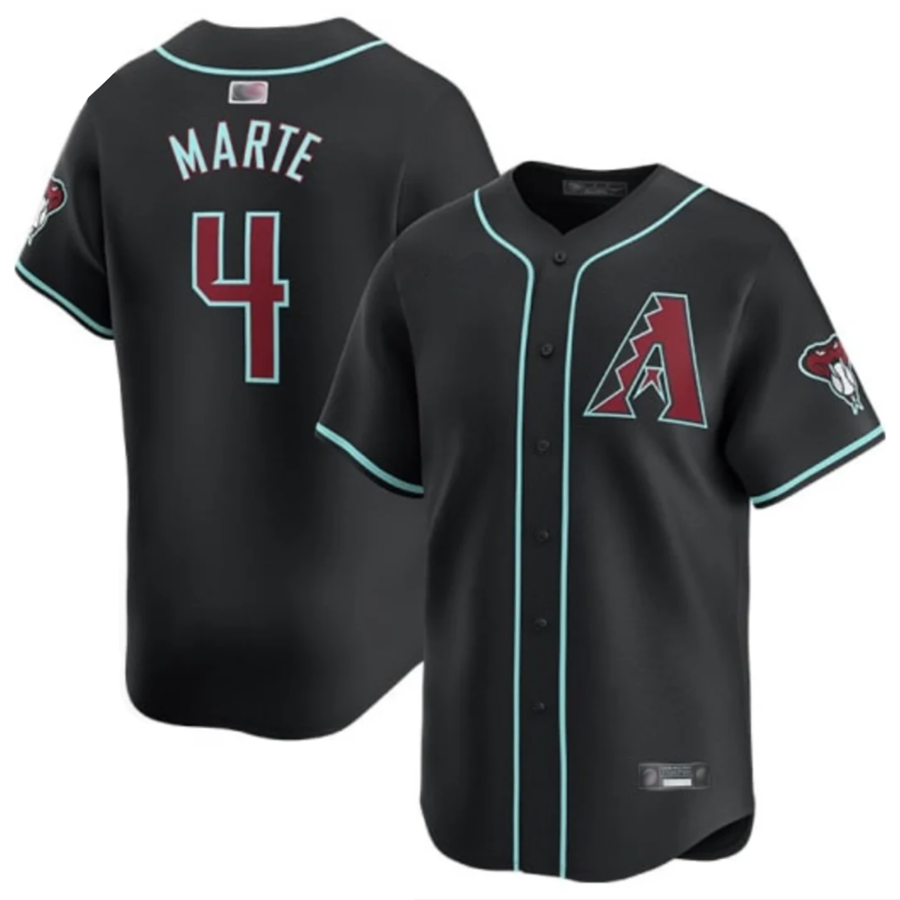A.Diamondbacks #4 Ketel Marte Player Black Replica Game Baseball Jerseys