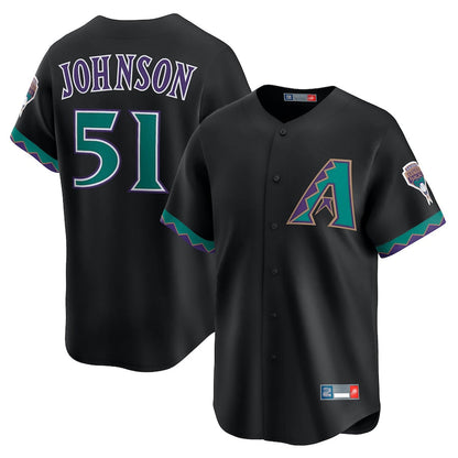 A.Diamondbacks #51 Randy Johnson Player Black Throwback Cooperstown Collection Limited Baseball Jerseys