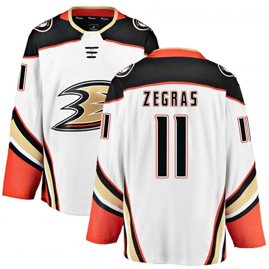 A.Ducks #11 Trevor Zegras Player Fanatics Breakaway White Hockey Jerseys