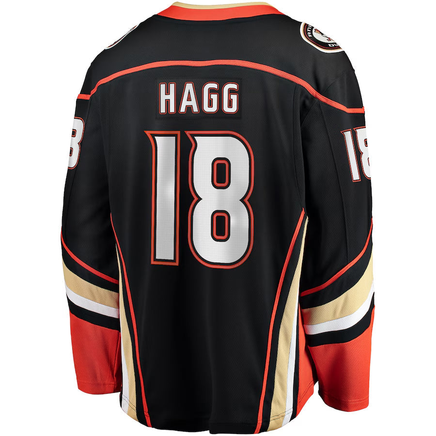A.Ducks #18 Robert Hagg Player Fanatics Home Breakaway Black Hockey Jerseys