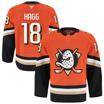 A.Ducks #18 Robert Hagg Player Fanatics Orange Home Game Hockey Jerseys