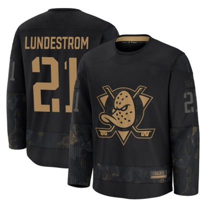 A.Ducks #21 Isac Lundestrom Player Fanatics Alternate Breakaway Black Hockey Jerseys