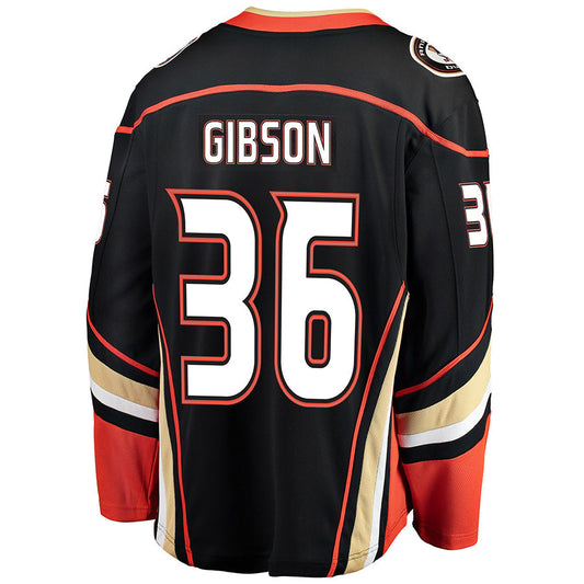 A.Ducks #36 John Gibson Player Fanatics Breakaway Black Home Hockey Jerseys