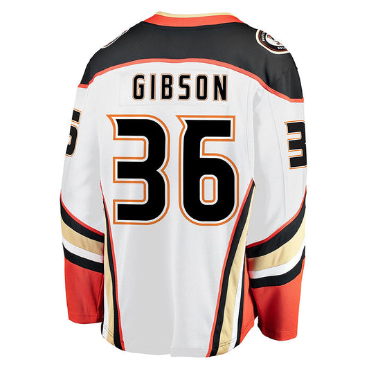 A.Ducks #36 John Gibson Player Fanatics Breakaway White Hockey Jerseys