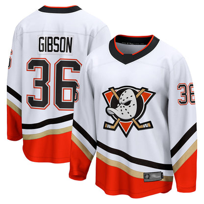 A.Ducks #36 John Gibson Player Fanatics Special Edition Breakaway White Hockey Jerseys