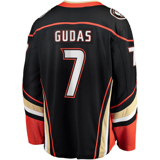 A.Ducks #7 Radko Gudas Player Fanatics Home Breakaway Black hockey Jerseys