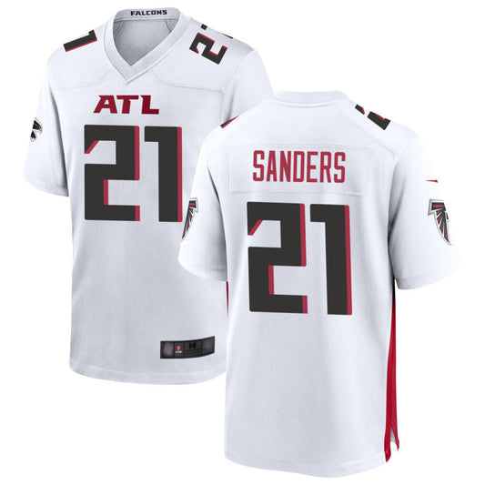 A.Falcons #21 Deion Sanders Player White Home Game Football Jerseys